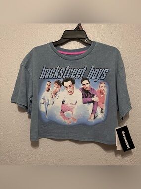 Backstreet Boys Women's Skimmer Tee light blue mineral wash size S
